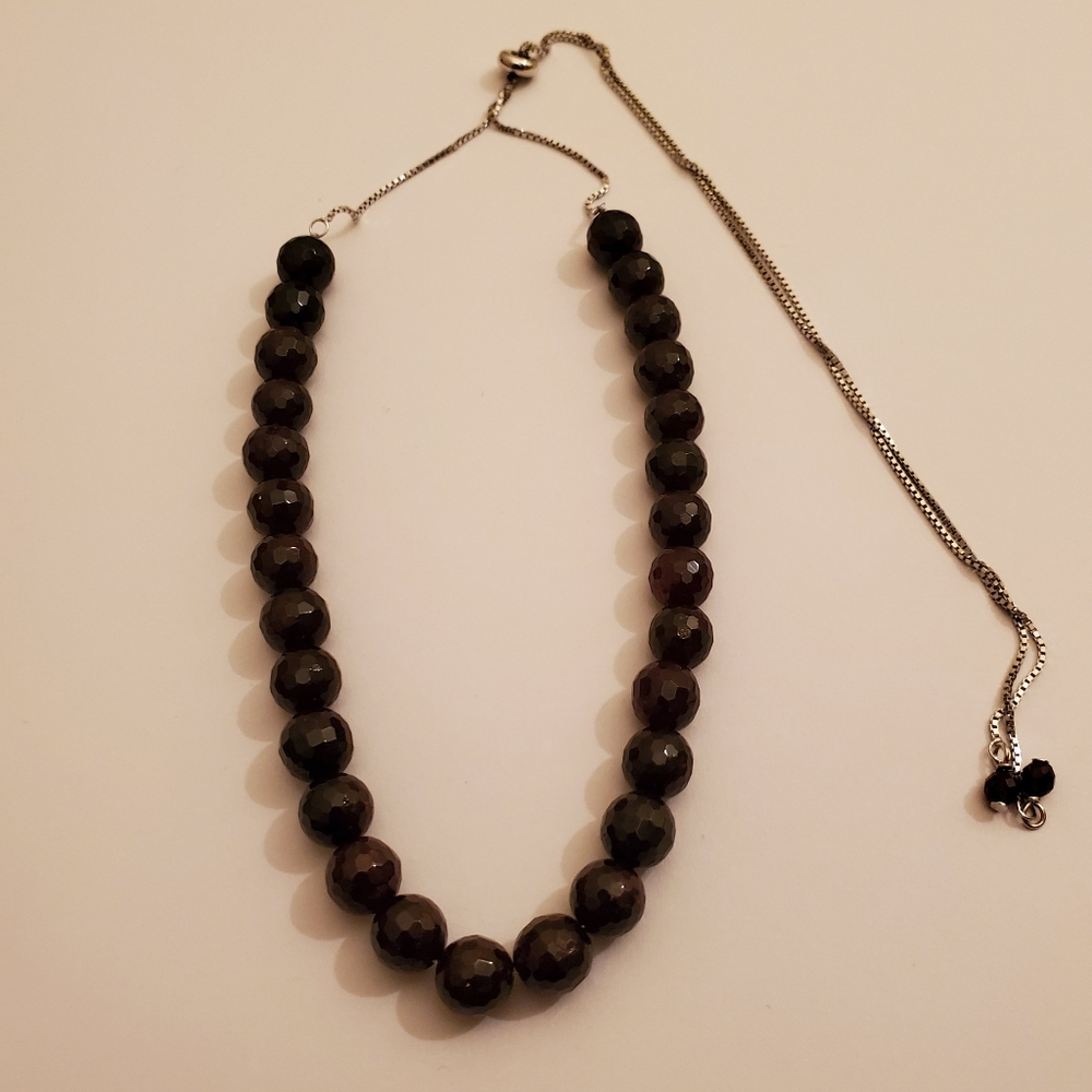 27" Faceted Grape Garnet Bead Necklace